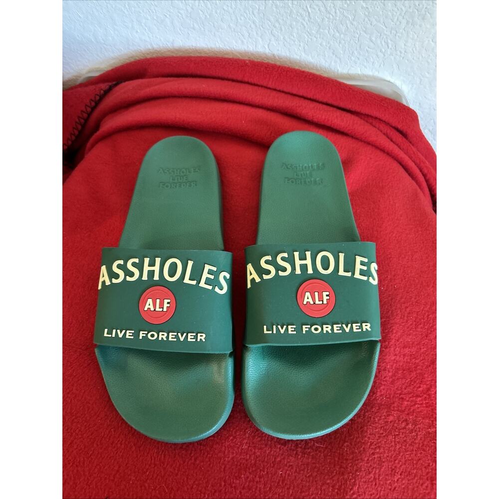 Youth Slides Size 5 Alf A$$holes Live Forever Green New